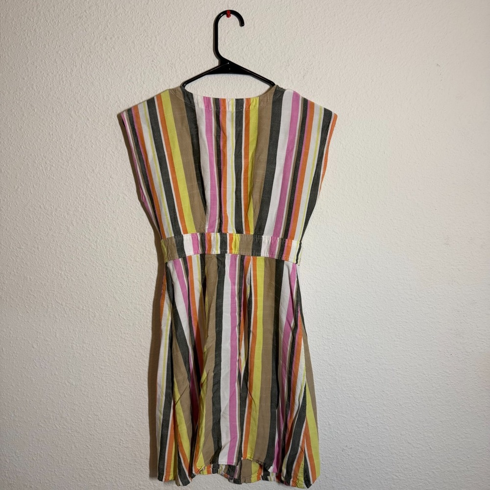 Loft Midi Dress Womens 00P Multi Striped Sleeveless Button Front V-Neck Pullover - Picture 3 of 9